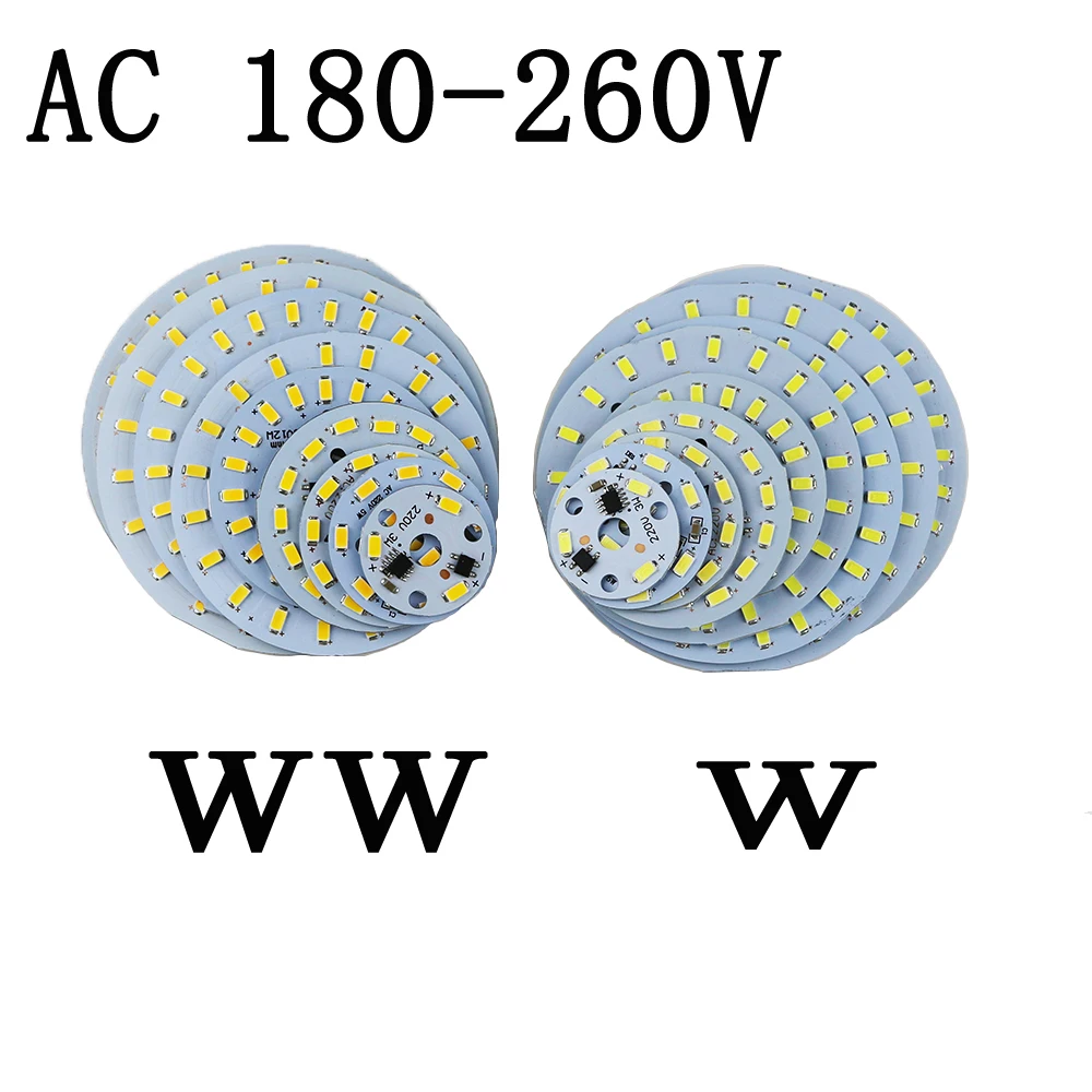 Светодиодная панель 10 шт. 220 В 3 Вт 5 7 12 15 18 24 36 встроенный драйвер IC 5730 SMD холодный