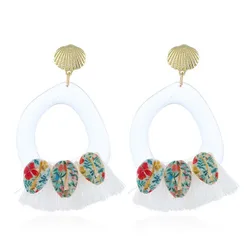 2019 Brinco Aquamarine New Earrings Fashion Acetate Plate Tassel In Europe And The Beach Wind Shell Web Celebrity Hot Style 2019 Brinco Aquamarine New Earrings Fashion Acetate Plate Tassel In Europe And The Beach Wind Shell Web Celebrity Hot Style
