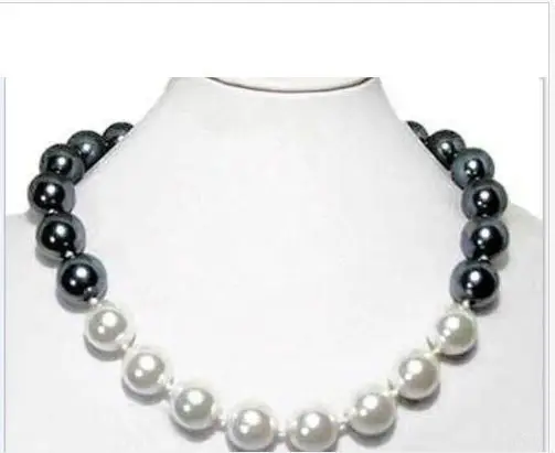 

super luster 11-12mm freshwater black white multicolor pearl necklace 18"925silver