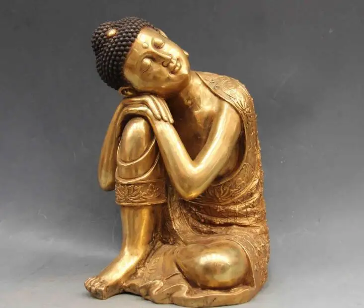

S2706 China folk Bronze copper Meditation Shakyamuni Amitabha Buddha Sakyamuni Statue