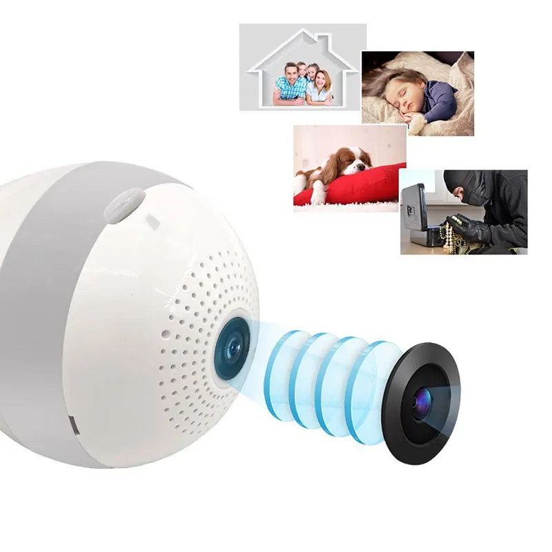 2.0MP лампада Камера 360 wifi Fisheye лампы Беспроводной IP CCTV 3D VR аудио панорамный умный