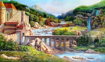 

Free shipping Big size wall gobelin tapestry Natural style art picture,Beautiful European Landscape Wall Hanging