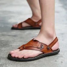 Мужские сандалии мужские пляжные сандалии брендовая мужская повседневная обувь кожаные кроссовки мужские шлепанцы Вьетнамки Летняя обувь