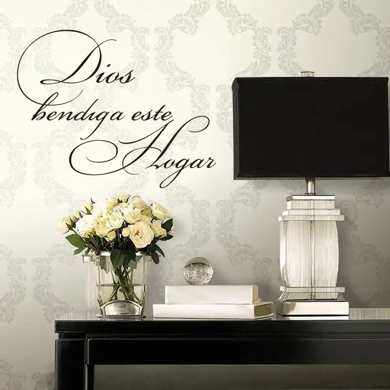 Frase En Espanol Cristiano Dios Bendiga Este Hogar Vinilo Pegatina
