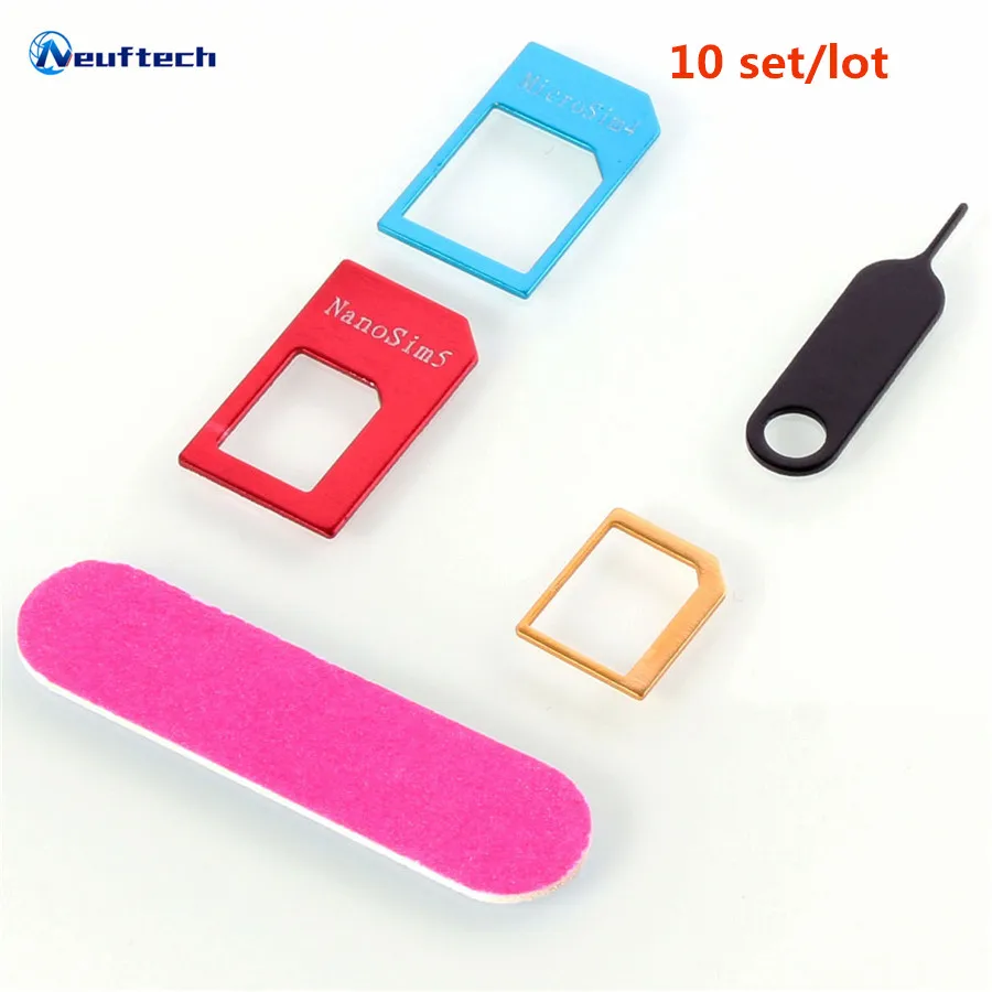 10pcs Nano SIM Card Adapter 5 in 1 micro Standard sim adapter Retail Package for iPhone 5S 6 7 4 Samsung S8 s9 plus | Мобильные