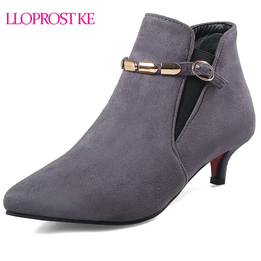 

Lloprost ke Autumn Winter Women BootsThin Heels Fashion Sexy Pointed Toe Ankle Boots Casual Botas Muje Large Size 33-48 D31