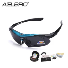 AIELBRO 5 Lens Polarized Men MTB Cycling Sunglasses Eyewear Running Sport Bicycle Glasses UV400 Fishing Goggles west biking cycling glasses 5 lens windproof anti fog with mypia frame sport mtb bike bicycle polarized cycling glasses 5 lens