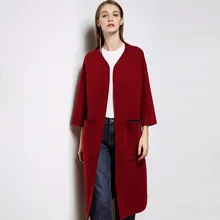 Женский вязаный кардиган большого размера, длинный кардиган с шалью, Свободный вязаный свитер большого размера, черный красный кардиган, верхняя одежда