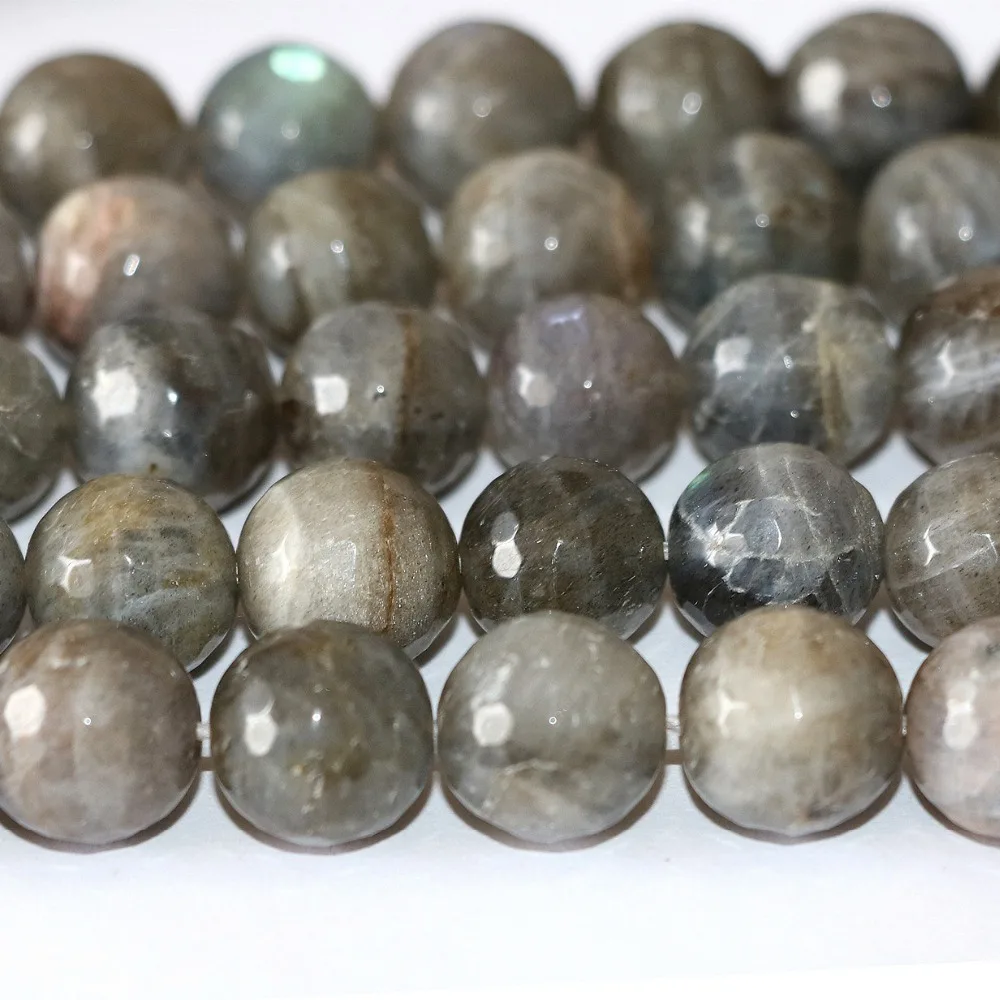 

Natural stone Jewellery Labradorite 14mm faceted round Loose beads 15 inches A04-5