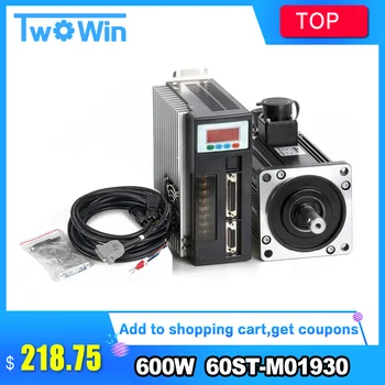 

60ST-M01930 600W AC servo motor cnc 0.6KW 3.5A 1.91N.M 3000RPM WITH SERVO DRIVER + Servo Cable + Servo Connector
