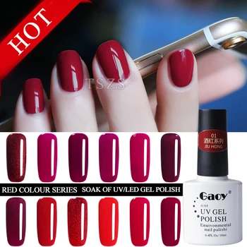 

6pcs/lot Nail Art GAOY Red Series Wine Red Gel Polish UV LED Lamp Soak Off Varnish Salon 10ml