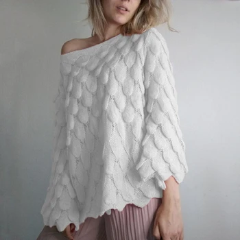 

Savabien Women Sweaters And Pullovers One Shoulder Harajuku Sweater Solid Korean Style Vintage Sweater Loose Casual Streetwear