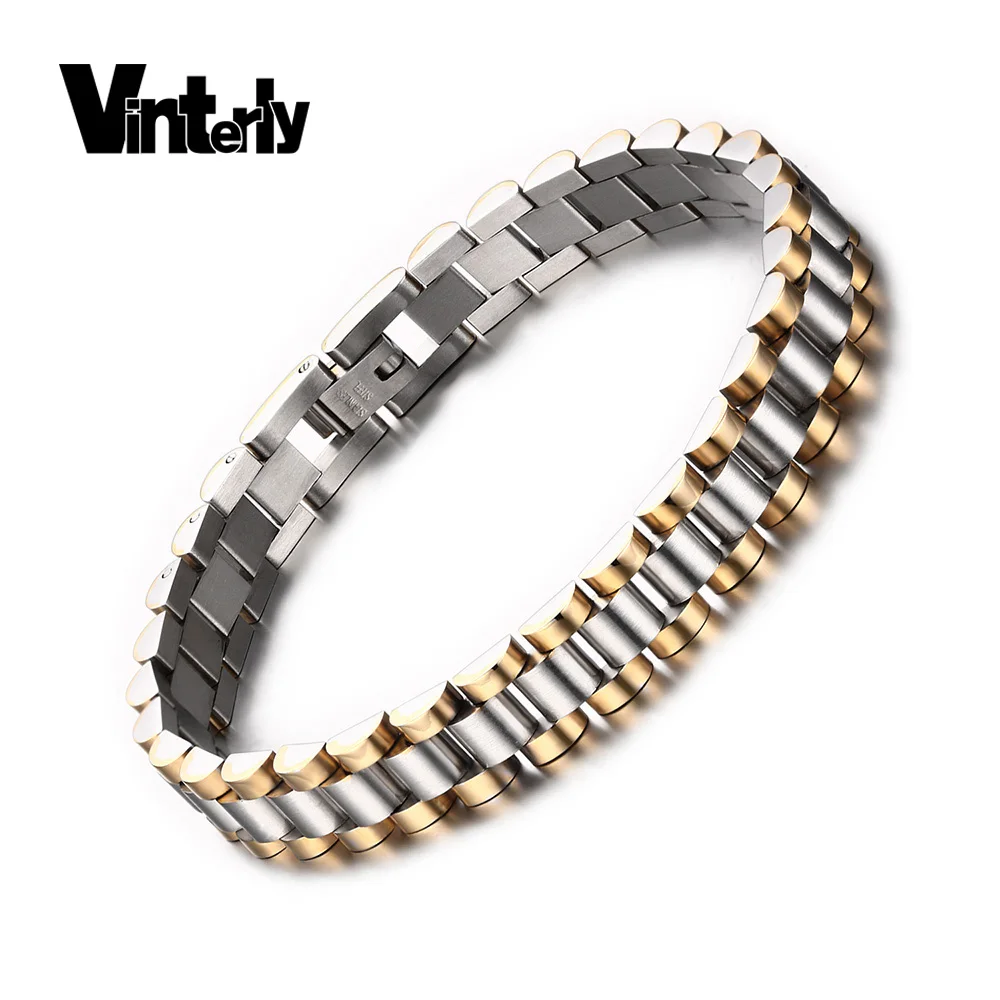 

Vinterly Personality Men's Bracelet Bangle Charming Gold Color 316l Stainless Steel Jewelry For Male Gift For Friends