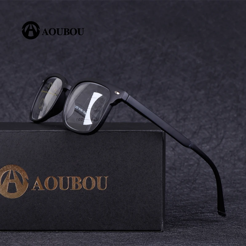 Ceny AOUBOU wysokiej jakości Unisex progresywne soczewki wieloogniskowe okulary do czytania mężczyźni kobiety prezbiopia nadwzroczność okulary dwuogniskowe A010