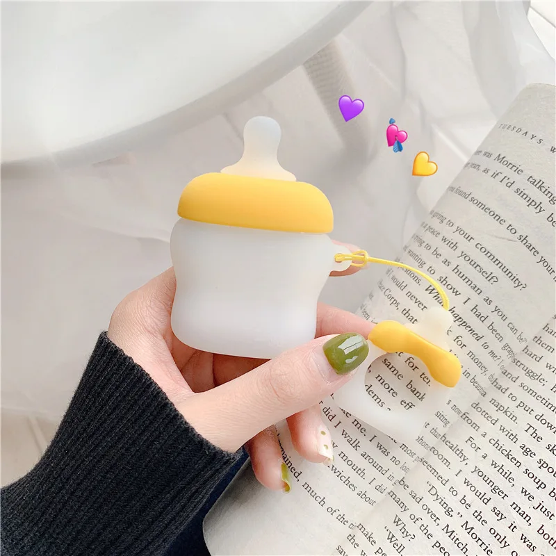 For AirPods Apple 3D Bottle Case Cute Cartoon Pattern Cover Bluetooth Earphone Cases For Air pods Accessories plug Charging Box