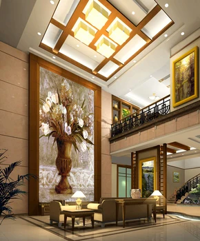 

Large European 3d Oil painting wall paper for restaurant sofa tv background wall fashion flower oil painting floral vase