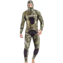 Мужской гидрокостюм размера плюс для подводной охоты 7 мм, неопреновый цельный купальный костюм для дайвинга, серфинга, купальный костюм, одежда для плавания с длинным рукавом, камуфляж
