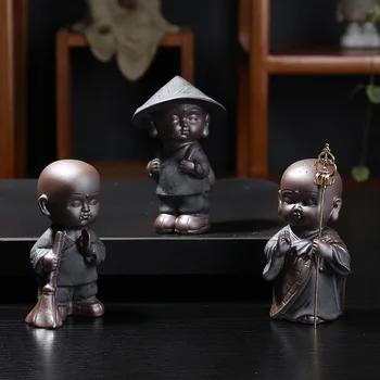 

Ceramic Little Monk warrior budda statues samurai Personal Creative Tea Favorite Pottery Buda Home Decoration Crafts Wholesale