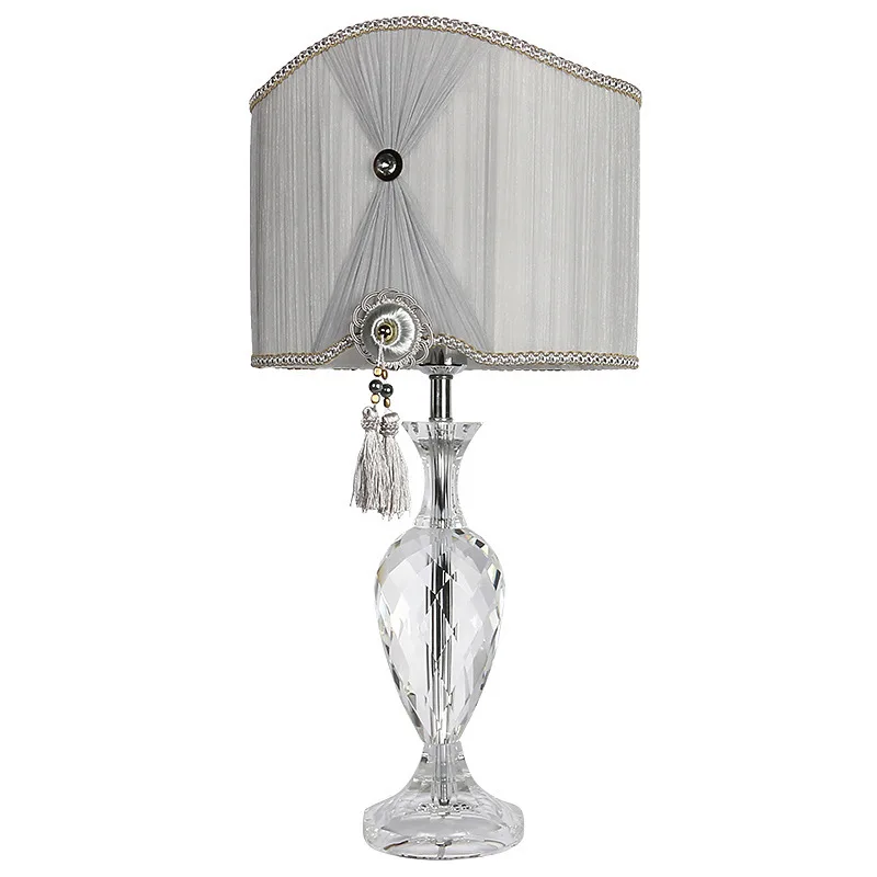 Modern Crystal Bedroom Table Lamp Fabric Lampshade Living Room Decoration Abajur Table lamp For Bedroom Lamparas De Mesa