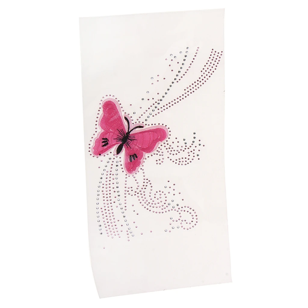 Butterfly Pattern Iron on Crystal Rhinestone Hotfix Transfer Patch DIY Decotative Applique for Clothing Bags