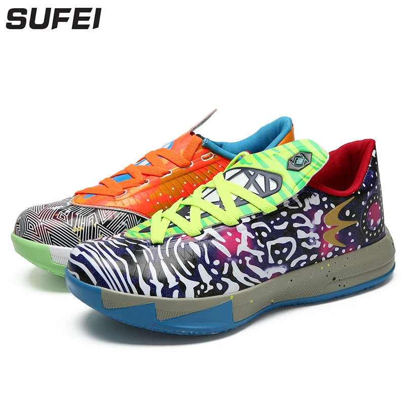 

sufei 2018 Colorful Basketball Shoes Cool Men Outdoor Cushioning Sport Sneakers Comfortable Court Athletic Training Shoes
