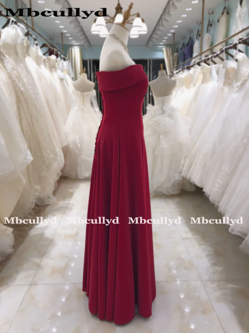 Mbcully бордовые Длинные свадебные платья для женщин без бретелек, сатин Вечерние платья подружки невесты формальные девушки Vestido Longo