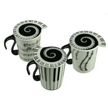 

Creative Birthday Gift Music Cup Piano Keyboard Ceramic Mug Staff Notes Porcelain Cups Coffee Milk Caneca With Cover