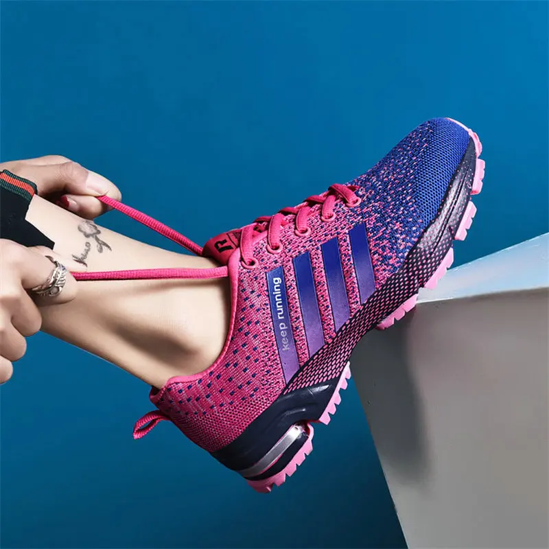 Hot Sale Running Shoes for Mesh flat Female Sport Shoes Woman Sneakers Breathable Lace-Up chaussure femme Neutral big size shoe