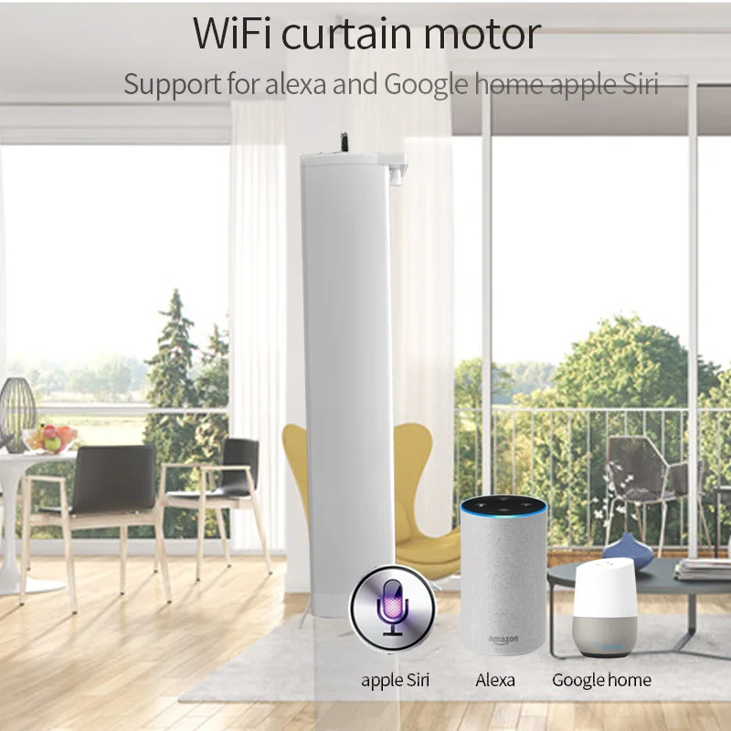 WIFI Electric Curtain Motor, Tuya smart app /Remote Control vioce control via alexa echo and Google home for smart home