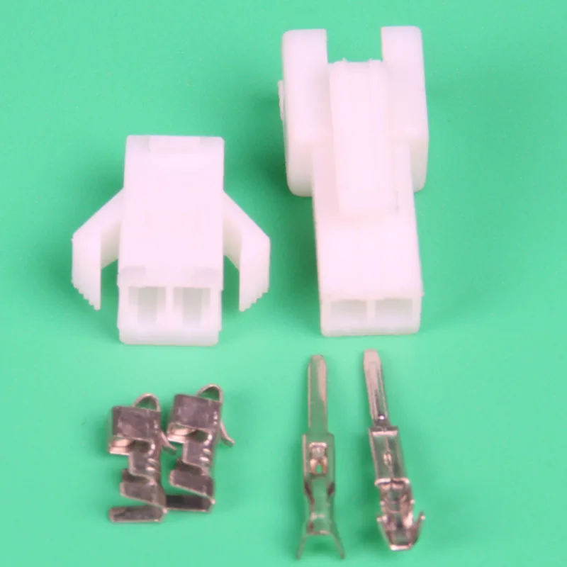 

White 100 sets 2Pin/way terminal connector set wire connectors 2.54mm SM-2P Kit (male&female Housing+Terminal) for car