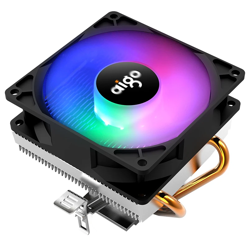 

Aigo New Arrival CC92 LED CPU Cooler Colorful fan cooling AMD Intel 2Pipes 90mm PC CPU silent CPU FAN Low Price