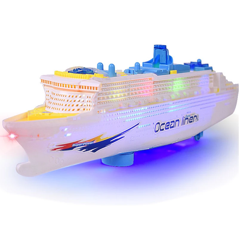 50cm Plastic Super Ocean Liner Ship Model Electric Flash Light Sound Toys Boat Model Toys for Kids Gift 1 24 tesla roadster super car alloy car model wheel steering sound light collectibles children s toy birthday gift