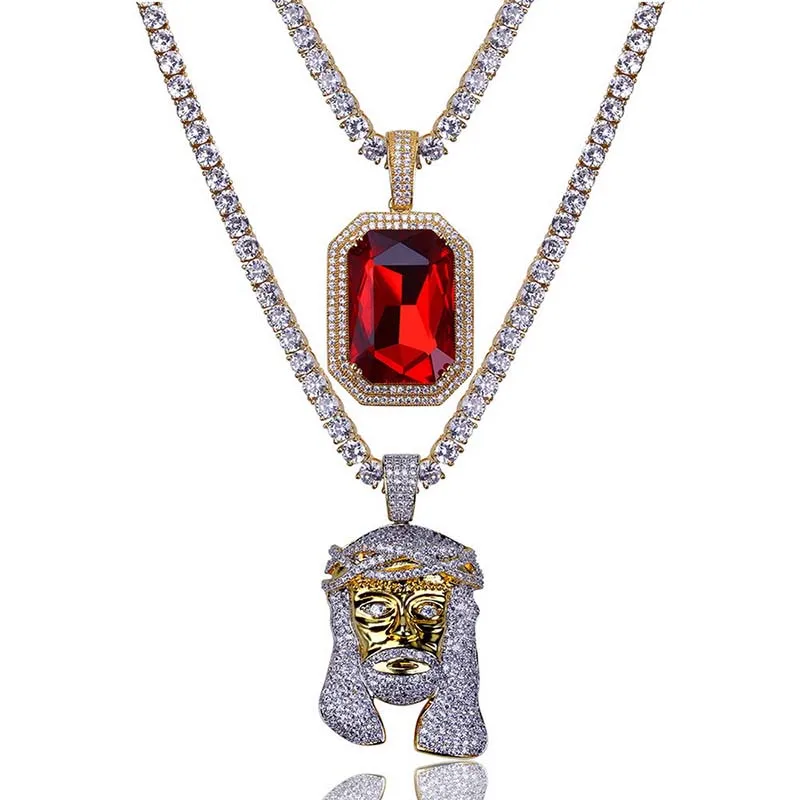 

Hip Hop Cuban Necklace Jewelry Gold Color Iced Out Bling Crystal Miami Cuban Chain Necklace drop shipping
