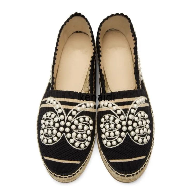 

Hot Spring Summer Shoes Woman Casual Flats Shallow Slip On Round Toe Fisherman Shoes Cozy Woman Design Embroider Pearls Flats