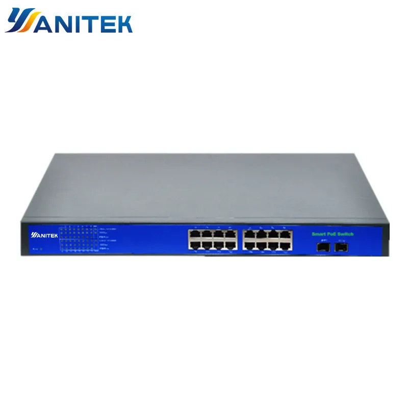 

16+2 Port Full Giga 250W POE Switch Support Ieee802.3af/at Ip cameras and Wireless AP 10/100/1000Mbps standard network switch