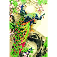 DIY цифровая холст масляная краска ing по номерам картинка-Раскраска по номерам большая акриловая краска по номерам наборы Два павлина