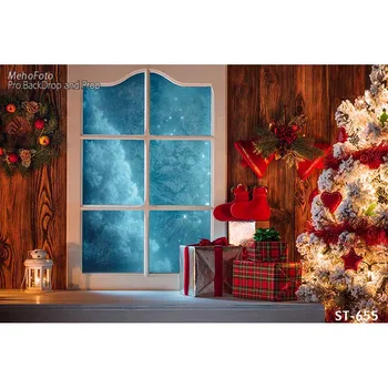 

Christmas Background Vinyl Photography Backdrops Computer Printed Christmas tree and Gift box for Photo Studio ST-655