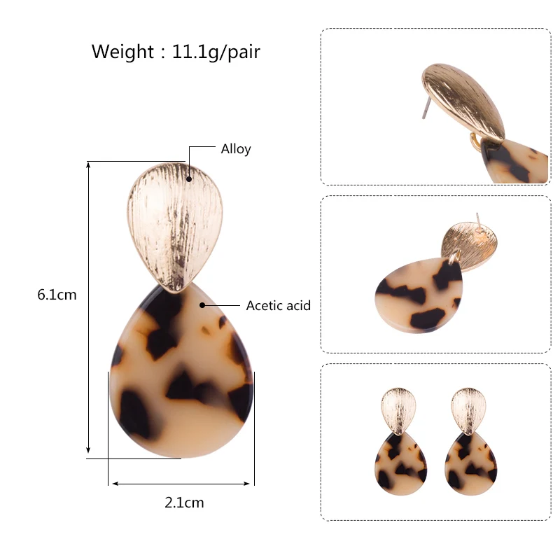 GuanLong Classic Dangle Acetate Resin Earrings for Women Big Geometric Acetic Acid Dangling Acrylic Earring Metal Party Jewelry
