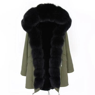 OFTBUY 2019 зимняя куртка Для женщин реальные меховое пальто; парка натуральный Лисий мех воротник из искусственного меха Лайнер длинное пальто