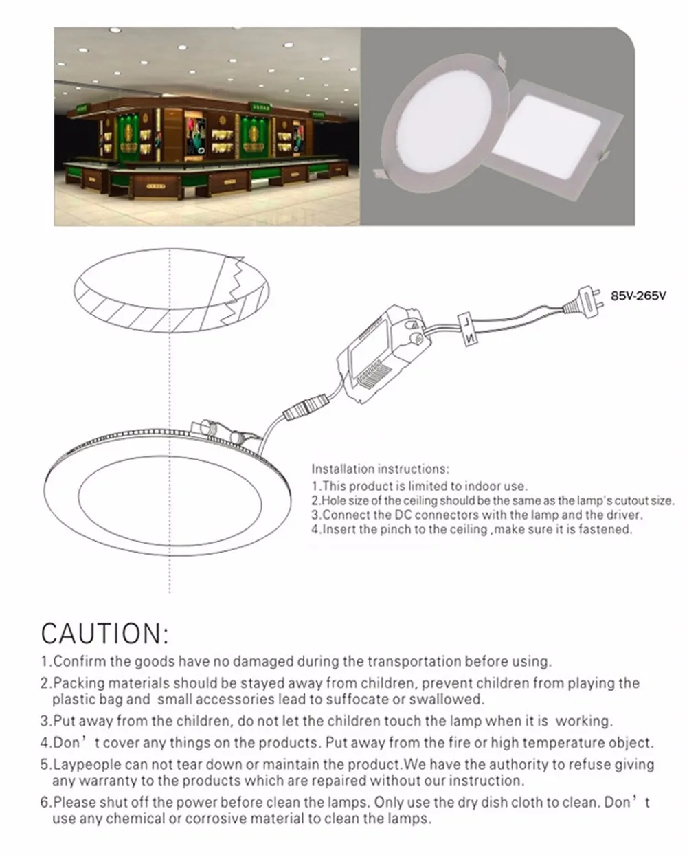 Ultra Thin LED Panel Downlight 3W 6W 9W 12W15W 18W Round/ Square LED Ceiling Recessed Light AC85-265V LED Panel dimmable lamps