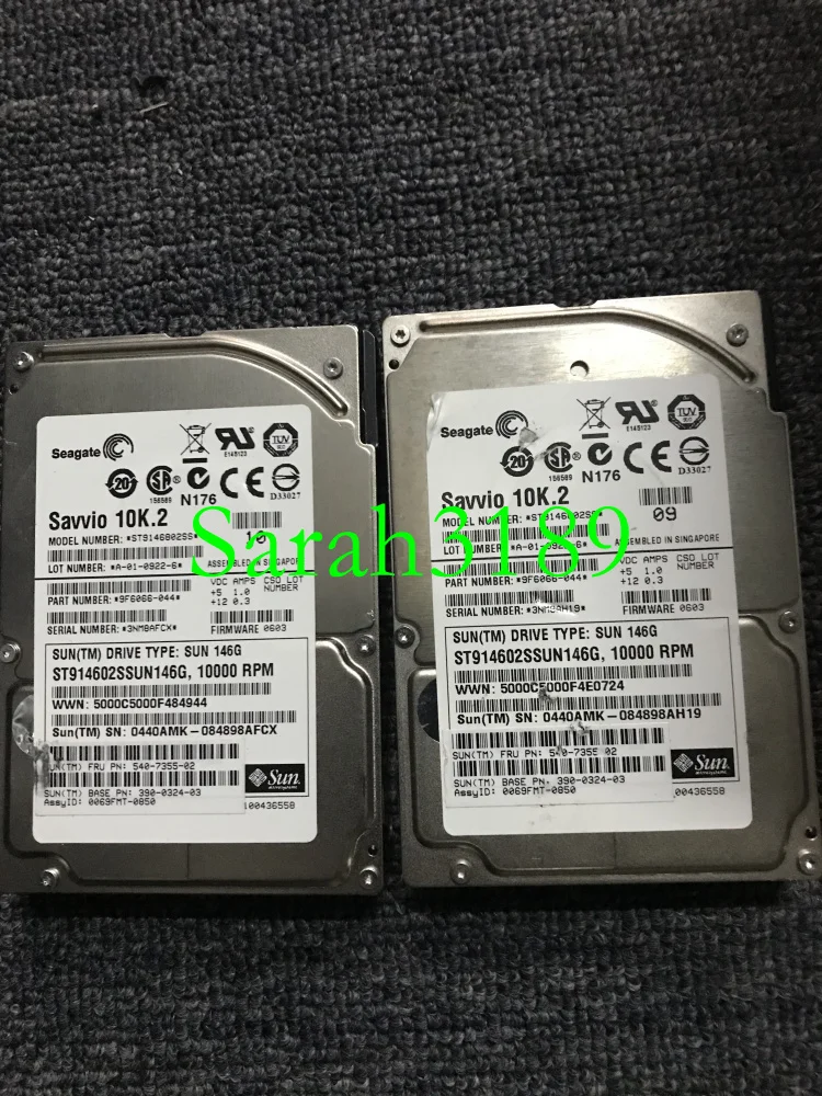 

SUN 146G 10K SAS 2.5 inch hard drive 540-7355 390-0324 without bracket two