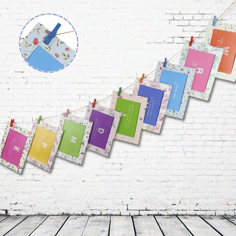 9pcs/set Photo Frame 6 Inch Creative Gift DIY Wall Hanging Paper Photo Frame Wall Picture Album