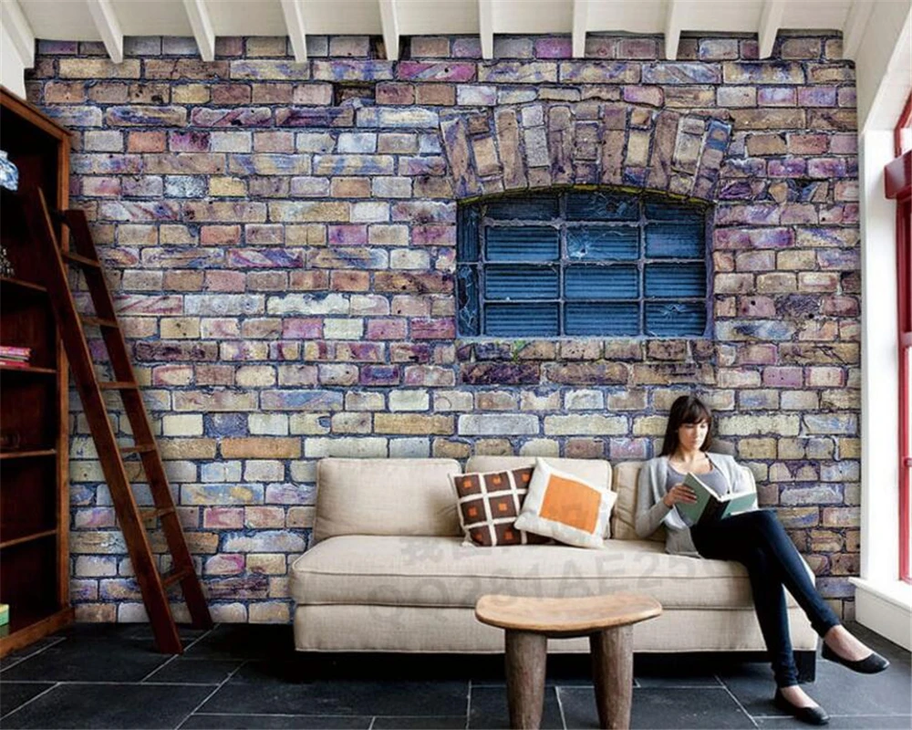 Beibehang 3d Wallpaper Dinding Bata Merah Jendela Kaca Eropa Retro Fashion High End Rumah Dinding Latar Belakang Tv Wallpaper Mural Wallpaper Mural Tv Backgroundwallpaper Red Aliexpress