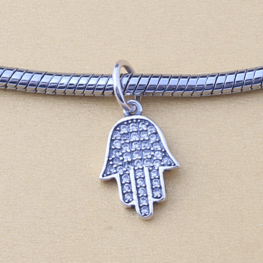 ZMZY 925 Sterling Silver Dangle Bead Fit Pandora Bracelet Authentic Jewelry Hamsa Hand Silver ZMZY 925 Sterling Silver Dangle Bead Fit Pandora Bracelet Authentic Jewelry Hamsa Hand Silver