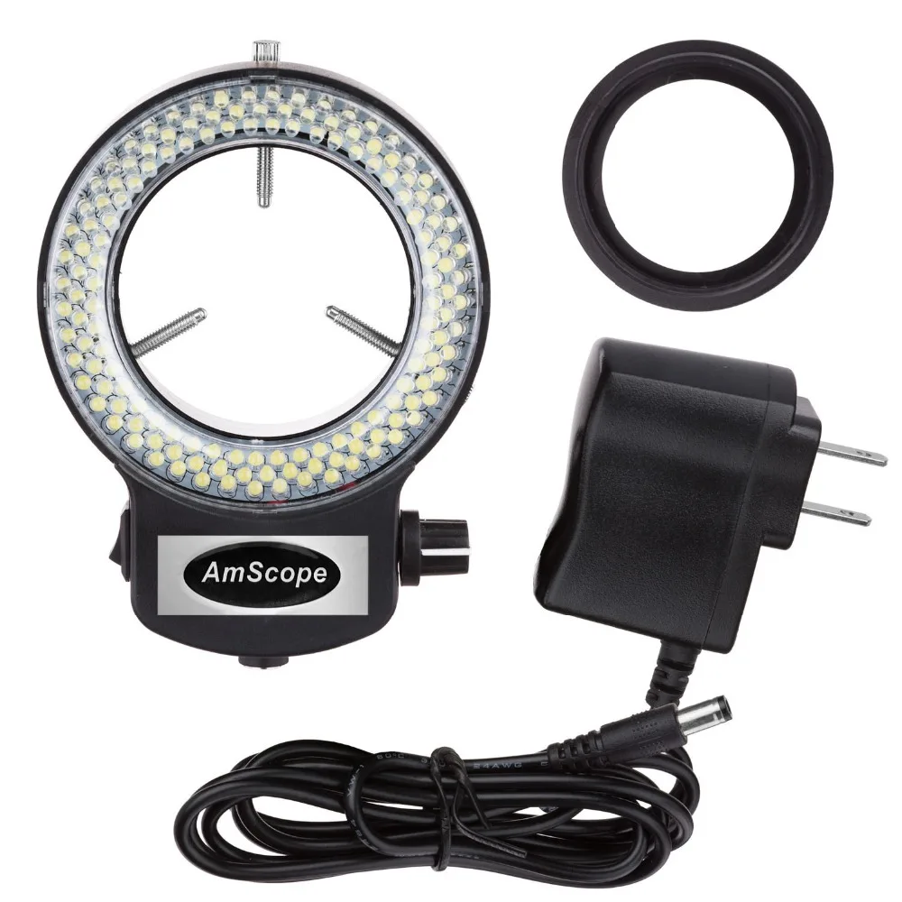 

AmScope 144 LED Adjustable Compact Microscope Ring Light + Adapter Black Finish LED-144B-ZK