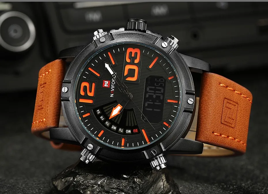 2019 NAVIFORCE Men's Fashion Sport Watches Men Quartz Analog Date Clock Man Leather Military Waterproof Watch Relogio Masculino