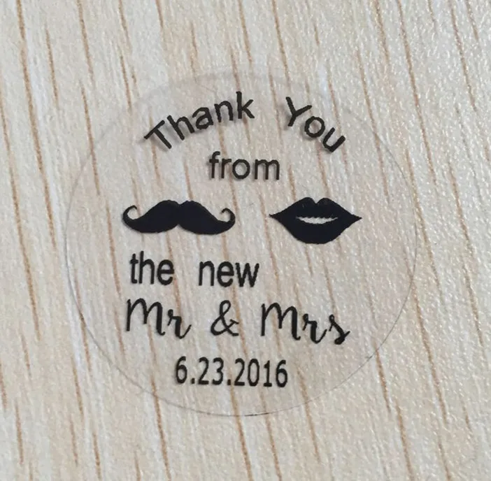 Personalised wedding stickers labels wine glass clear stickers 90 pieces 3cm custom thank you ...