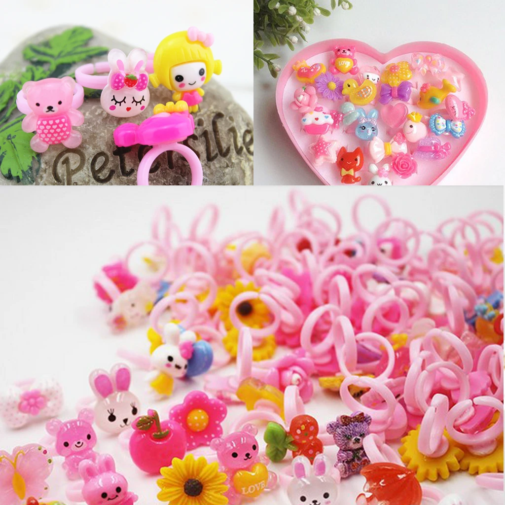50 Piece 14mm Pink Plastic Children Adjustable Ring Base for Making toys Kids Crafts DIY Kids Jewelry Ring 