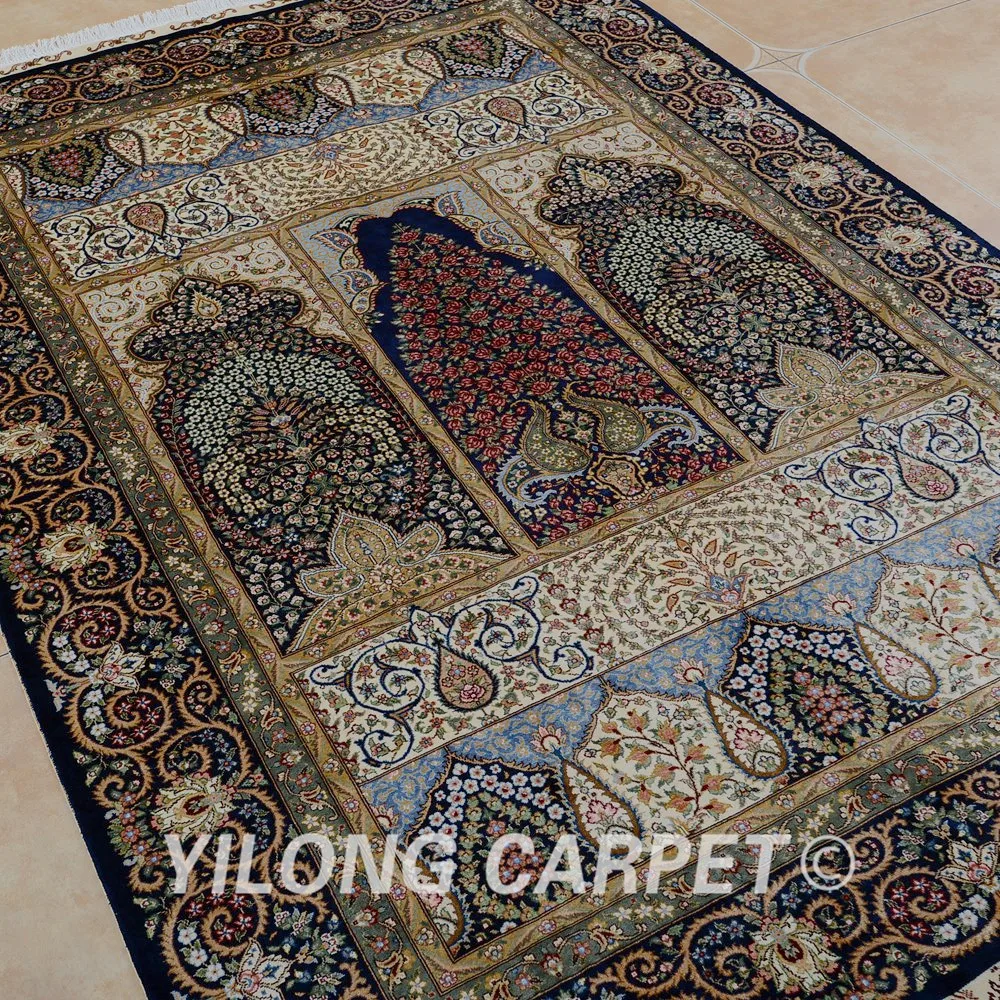Yilong 4 5 &quotx 6 5&quot Тебриз шелковый ковер новый дизайн ручной работы изысканный район