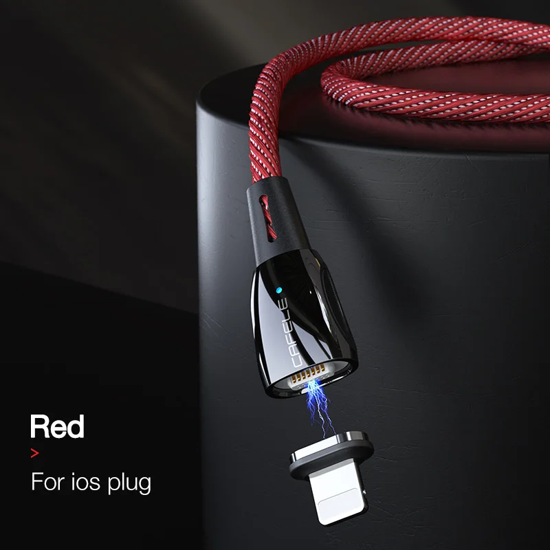 Cafele новейший QC 3,0 Магнитный Micro USB кабель для iPhone Магнитный usb type C зарядный кабель для Xiaomi huawei магнитное зарядное устройство - Цвет: For ios cable red